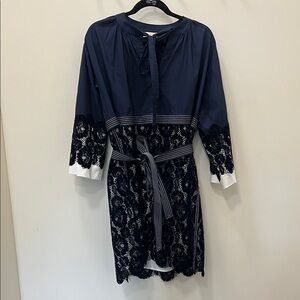 Tory Burch FW18 Runway Navy Lace Velvet Dress S/P